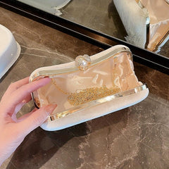 Velvet Event Clutch Bag with Metal Chain Buckle