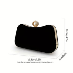 Velvet Event Clutch Bag with Metal Chain Buckle