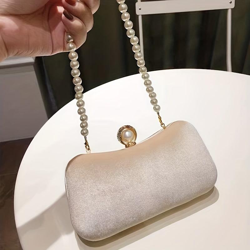 Velvet Event Clutch Bag with Metal Chain Buckle