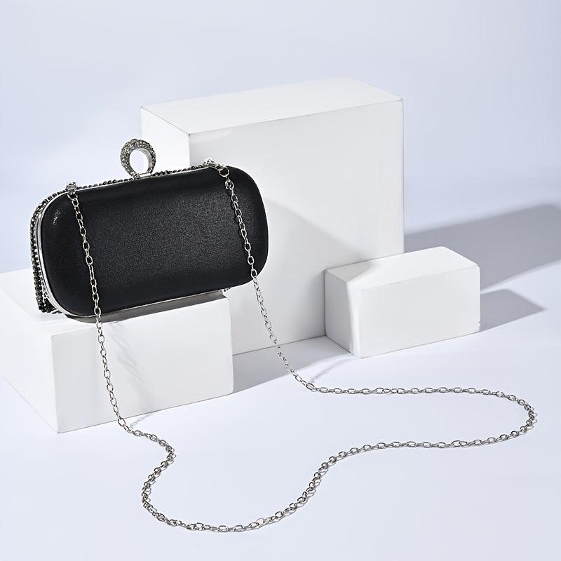 Rhinestone Tassel Decor Box Bag Glitter Evening Clutch Purse Women's