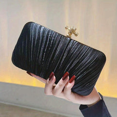 Satin Ruched Clutch Purses - Evening Bag Chain Handbag for Wedding Party