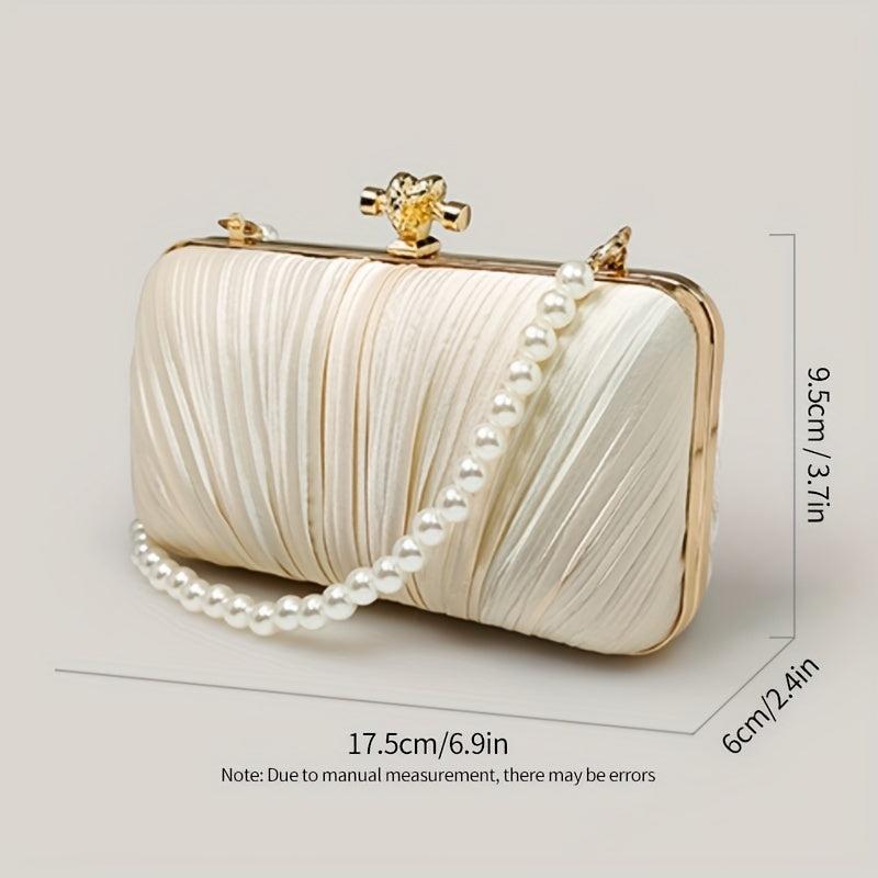Satin Ruched Clutch Purses - Evening Bag Chain Handbag for Wedding Party