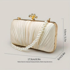 Satin Ruched Clutch Purses - Evening Bag Chain Handbag for Wedding Party