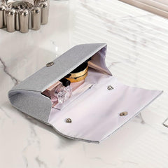 Pleated Rhinestone Chain Clutch Elegent Evening Bag