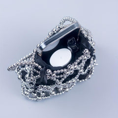 Mini Pearl Beaded Clutch Purse Evening Bucket Bag Wedding Party Prom