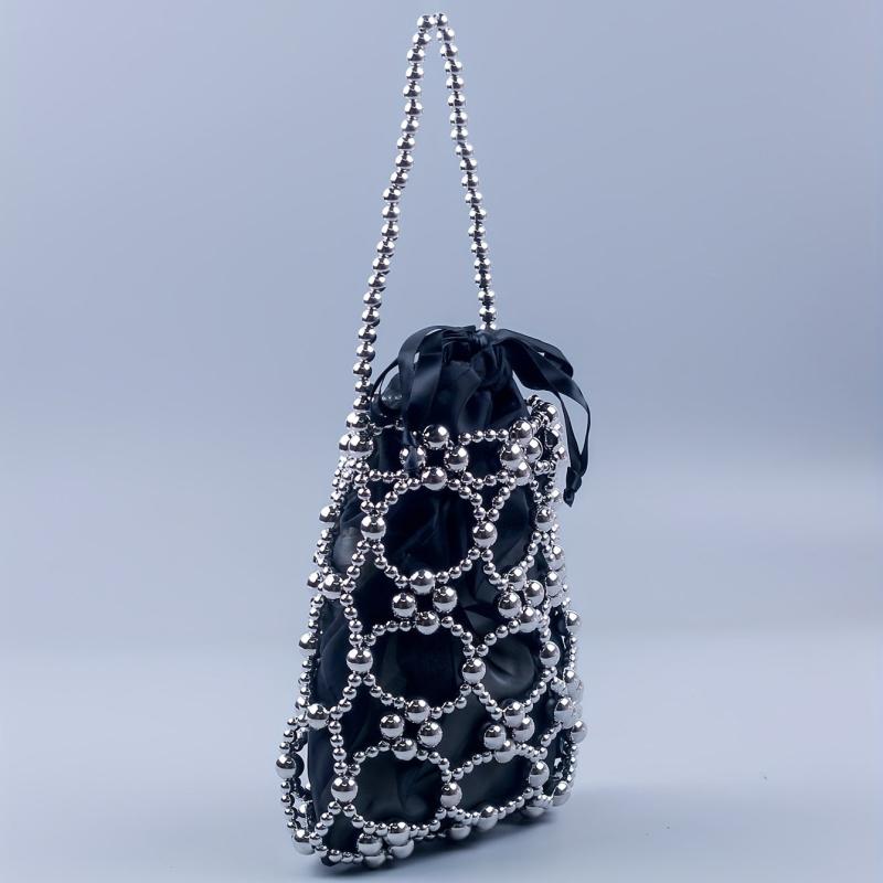 Mini Pearl Beaded Clutch Purse Evening Bucket Bag Wedding Party Prom