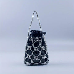Mini Pearl Beaded Clutch Purse Evening Bucket Bag Wedding Party Prom