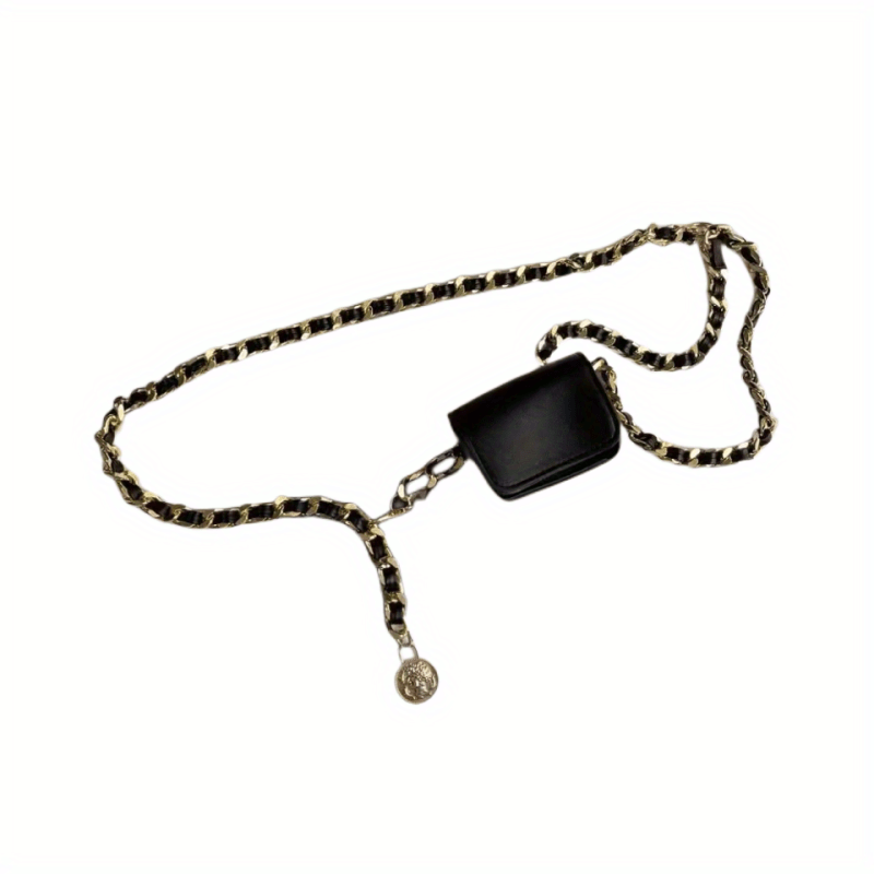 Minimalist Punk Waist Bag Y2K Fanny Pack With Chain Decor