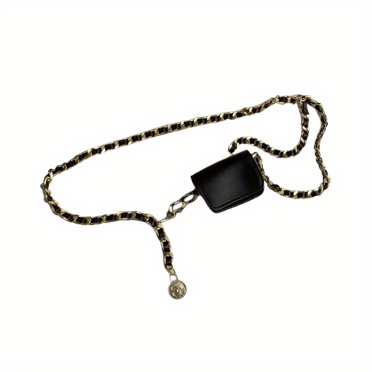 Minimalist Punk Waist Bag Y2K Fanny Pack With Chain Decor