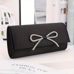 Rhinestone Bowknot Evening Bag Women's Flap Prom Purse Chain Clutch Bag