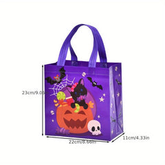 Halloween Print Tote Bag - Ghost Pumpkin Pattern Handbag