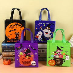 Halloween Print Tote Bag - Ghost Pumpkin Pattern Handbag