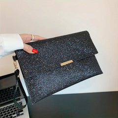 Sequined Flap Clutch Bag Glitter Evening Handbag Women's Square Prom Purse