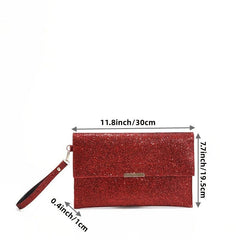 Sequined Flap Clutch Bag Glitter Evening Handbag Women's Square Prom Purse
