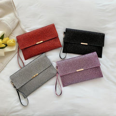 Sequined Flap Clutch Bag Glitter Evening Handbag Women's Square Prom Purse