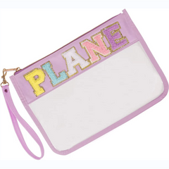Transparent Chenille Letter Pattern Makeup Bag Zipper Carry On Bag