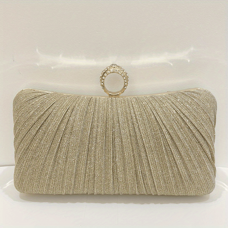Glitter Ruched Evening Handbag Wedding Bridal Clutch Purse