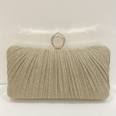 Glitter Ruched Evening Handbag Wedding Bridal Clutch Purse