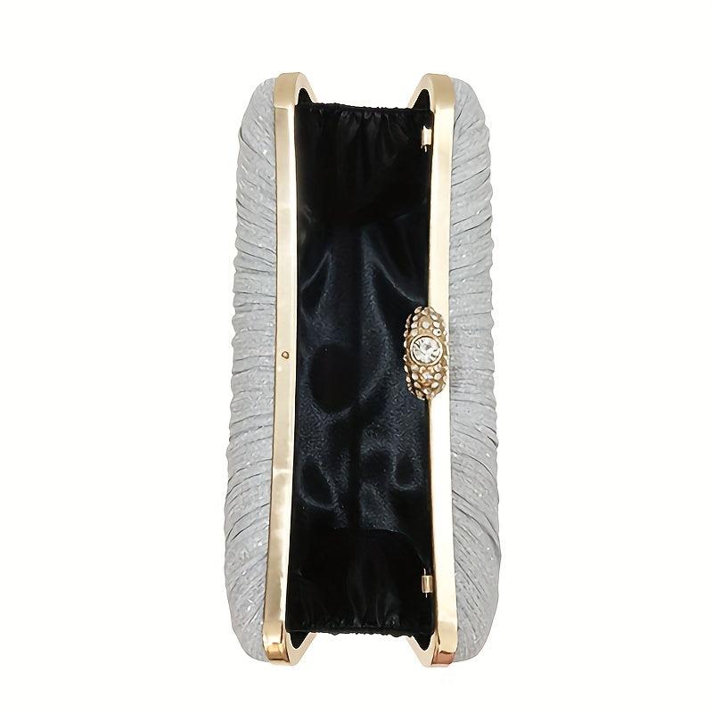 Glitter Ruched Evening Handbag Wedding Bridal Clutch Purse