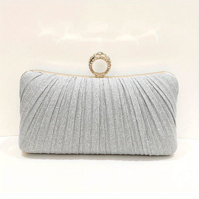 Glitter Ruched Evening Handbag Wedding Bridal Clutch Purse