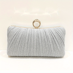 Glitter Ruched Evening Handbag Wedding Bridal Clutch Purse