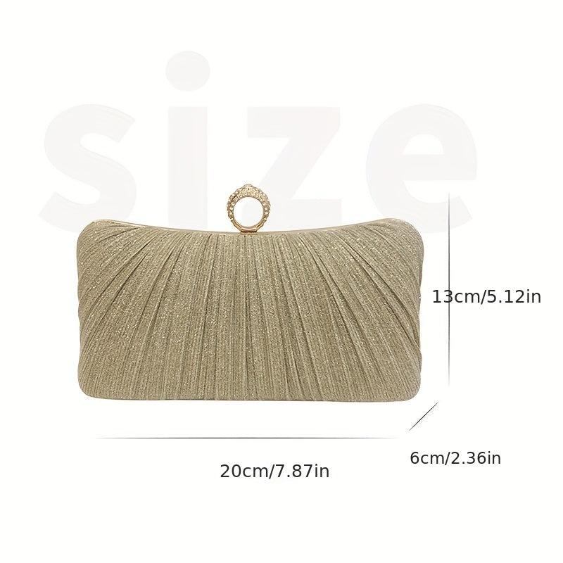 Glitter Ruched Evening Handbag Wedding Bridal Clutch Purse