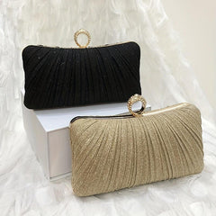 Glitter Ruched Evening Handbag Wedding Bridal Clutch Purse