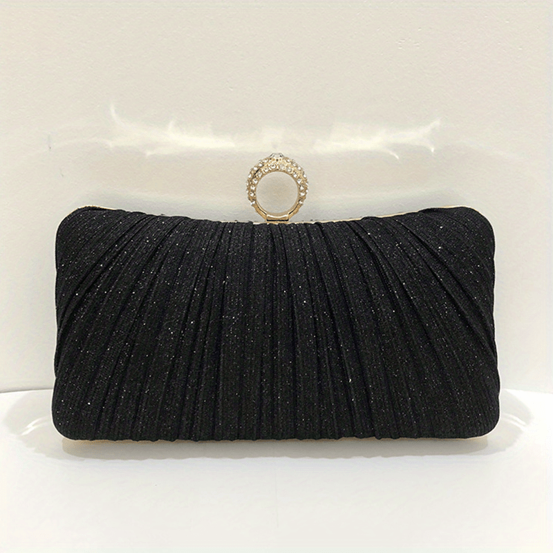 Glitter Ruched Evening Handbag Wedding Bridal Clutch Purse