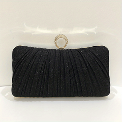 Glitter Ruched Evening Handbag Wedding Bridal Clutch Purse