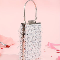 Sparkly Rhinestone Box Evening Bag Sequin Tassel Clutch Purse