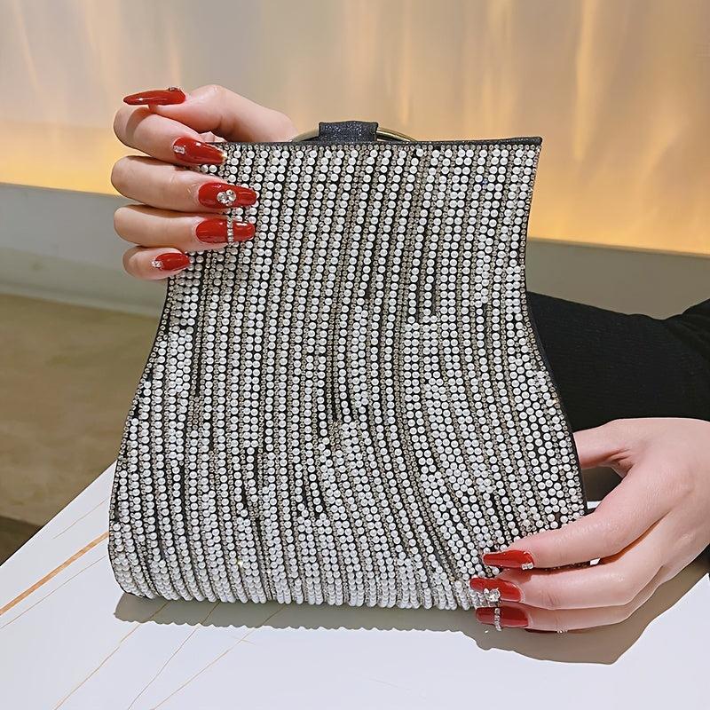 Rhinestone & Faux Pearl Evening Bag Clutch Purse Wedding Handbags