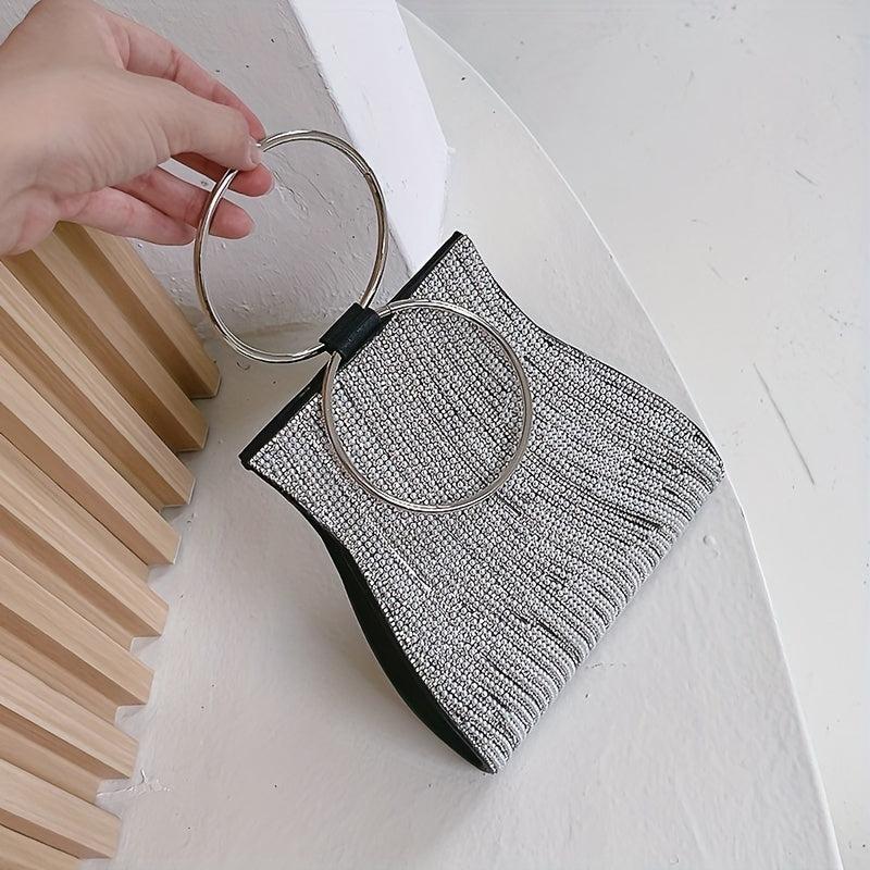 Rhinestone & Faux Pearl Evening Bag Clutch Purse Wedding Handbags