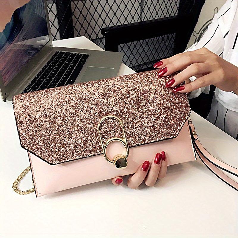 Sequin Square Evening Bag Glitter Clutch Purse For Women