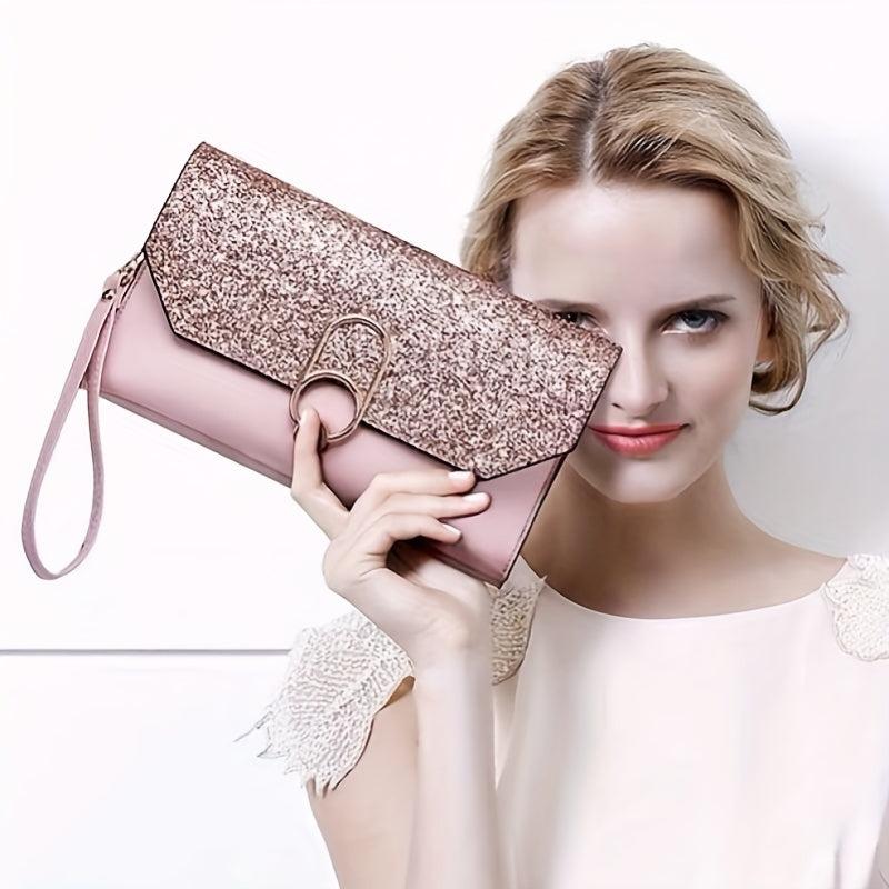 Sequin Square Evening Bag Glitter Clutch Purse For Women