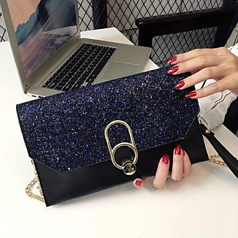 Sequin Square Evening Bag Glitter Clutch Purse For Women