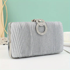 Glitter Rhinestone Clutch Wallet Evening Bag with Chain Strap