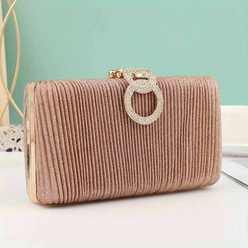 Glitter Rhinestone Clutch Wallet Evening Bag with Chain Strap