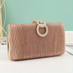 Glitter Rhinestone Clutch Wallet Evening Bag with Chain Strap