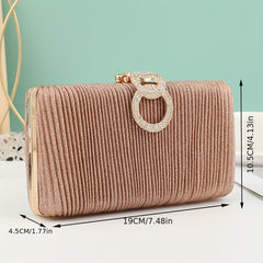 Glitter Rhinestone Clutch Wallet Evening Bag with Chain Strap