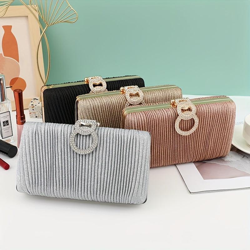 Glitter Rhinestone Clutch Wallet Evening Bag with Chain Strap