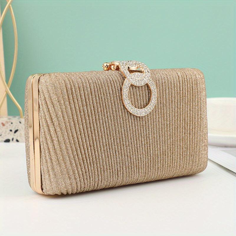 Glitter Rhinestone Clutch Wallet Evening Bag with Chain Strap