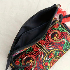 Embroidered Clutch Bag Ethnic Style Canvas Credit Card Storage Organizer