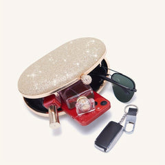 Metal Handle Chain Clutch Bag Textured Frame Purse