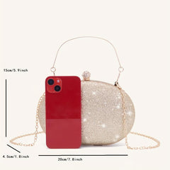 Metal Handle Chain Clutch Bag Textured Frame Purse
