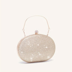 Metal Handle Chain Clutch Bag Textured Frame Purse