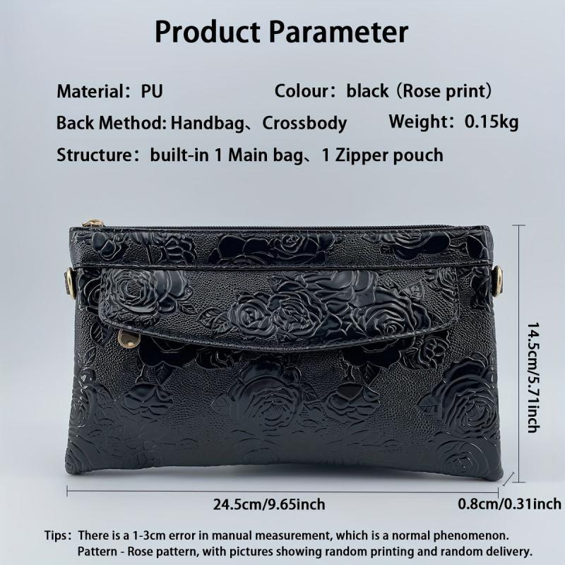 Minimalist Rose Clutch Bag Solid Wrist Purse Women's Handbag