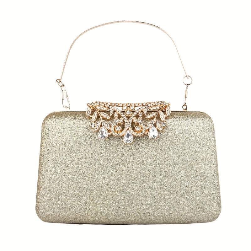 Rhinestone Glitter Kiss Lock Chain Clutch Handbag