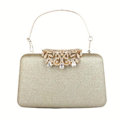 Rhinestone Glitter Kiss Lock Chain Clutch Handbag