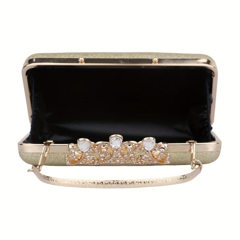 Rhinestone Glitter Kiss Lock Chain Clutch Handbag