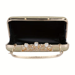 Rhinestone Glitter Kiss Lock Chain Clutch Handbag